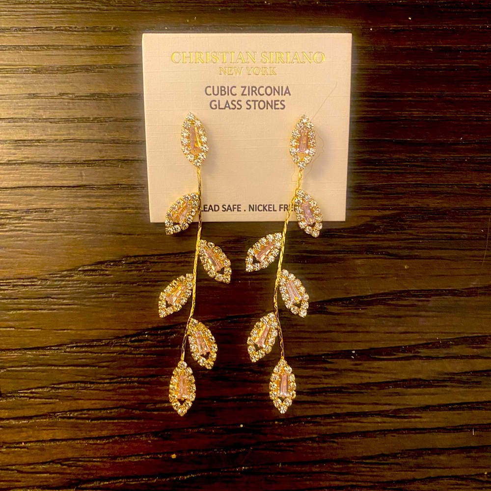 NEW Christian Siriano silver flower petal drop earrings